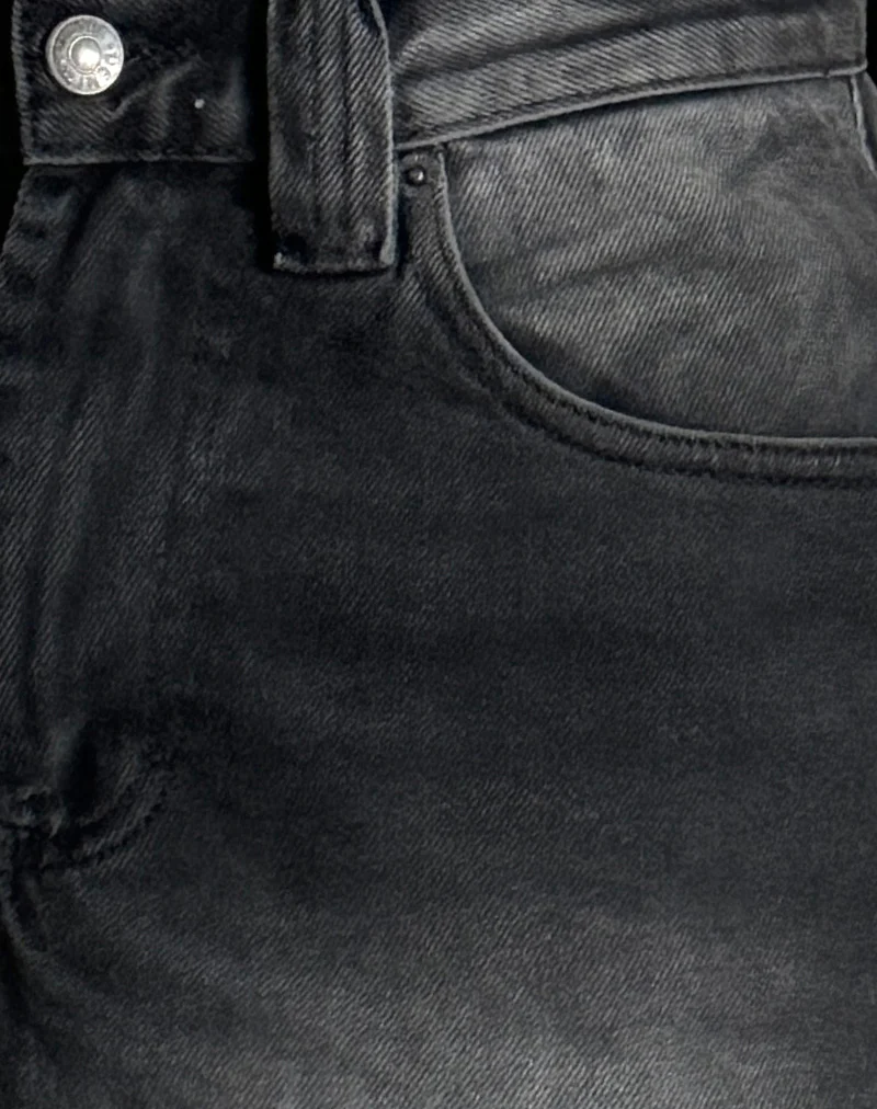 Low Rise Denim Skater Short in Extreme Black - Image 6