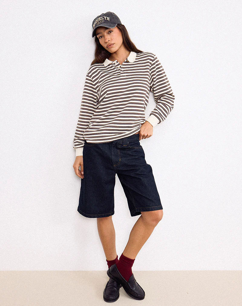 Low Rise Denim Skater Short in Indigo