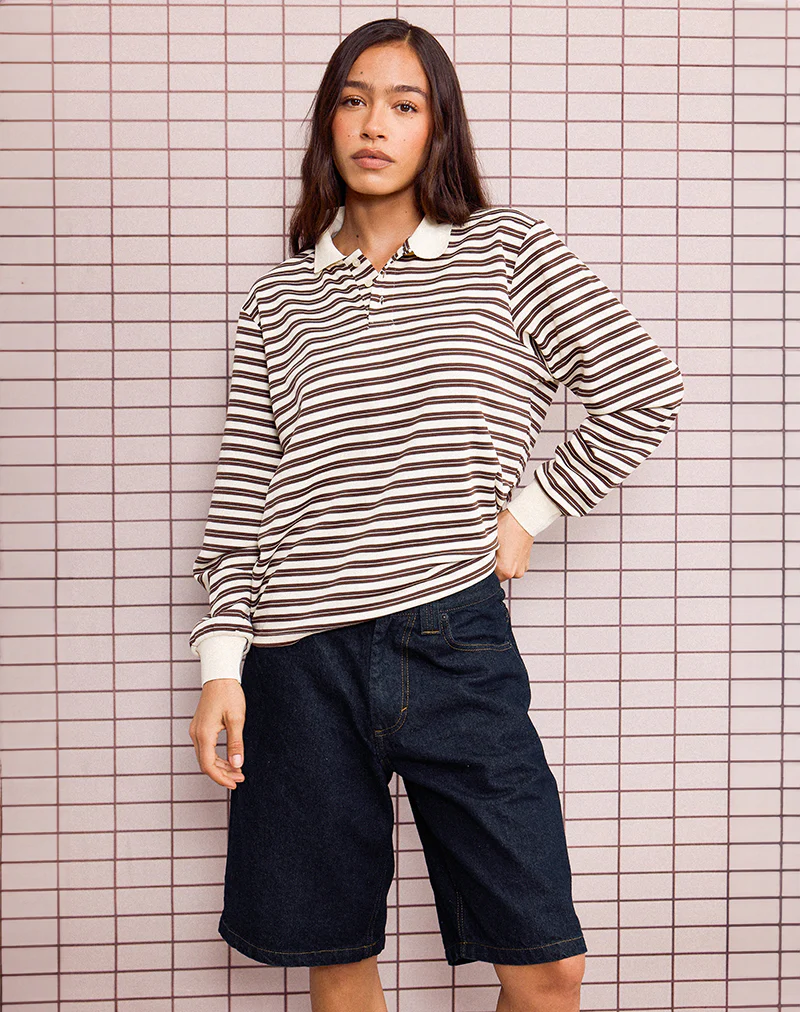 Low Rise Denim Skater Short in Indigo - Image 3