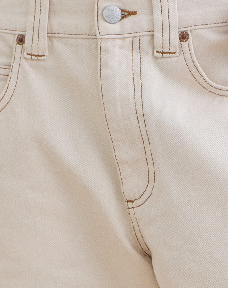 Low Rise Denim Skater Short in Off White - Image 6