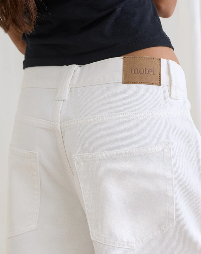 Low Rise Denim Skater Short in True White - Image 3