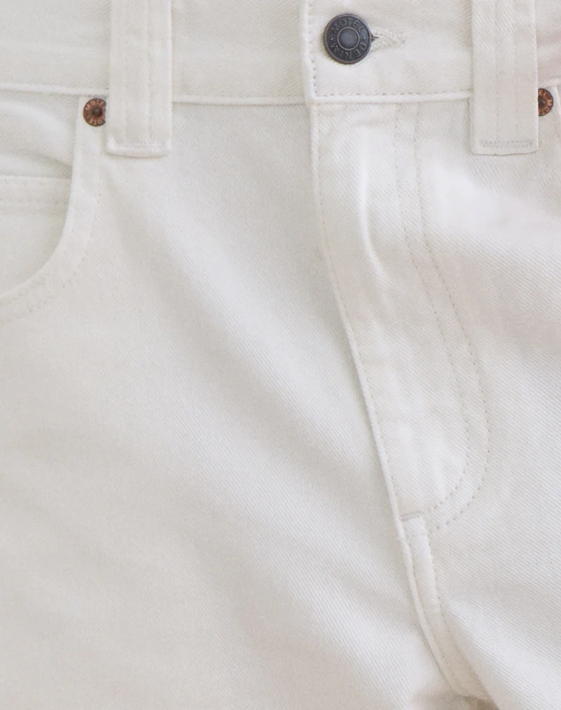 Low Rise Denim Skater Short in True White - Image 6