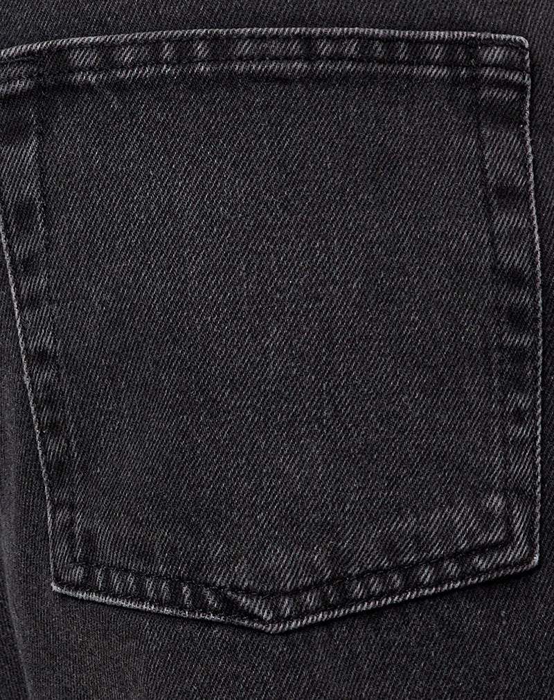 Low Rise Denim Skater Short in Washed Black Grey - Image 6