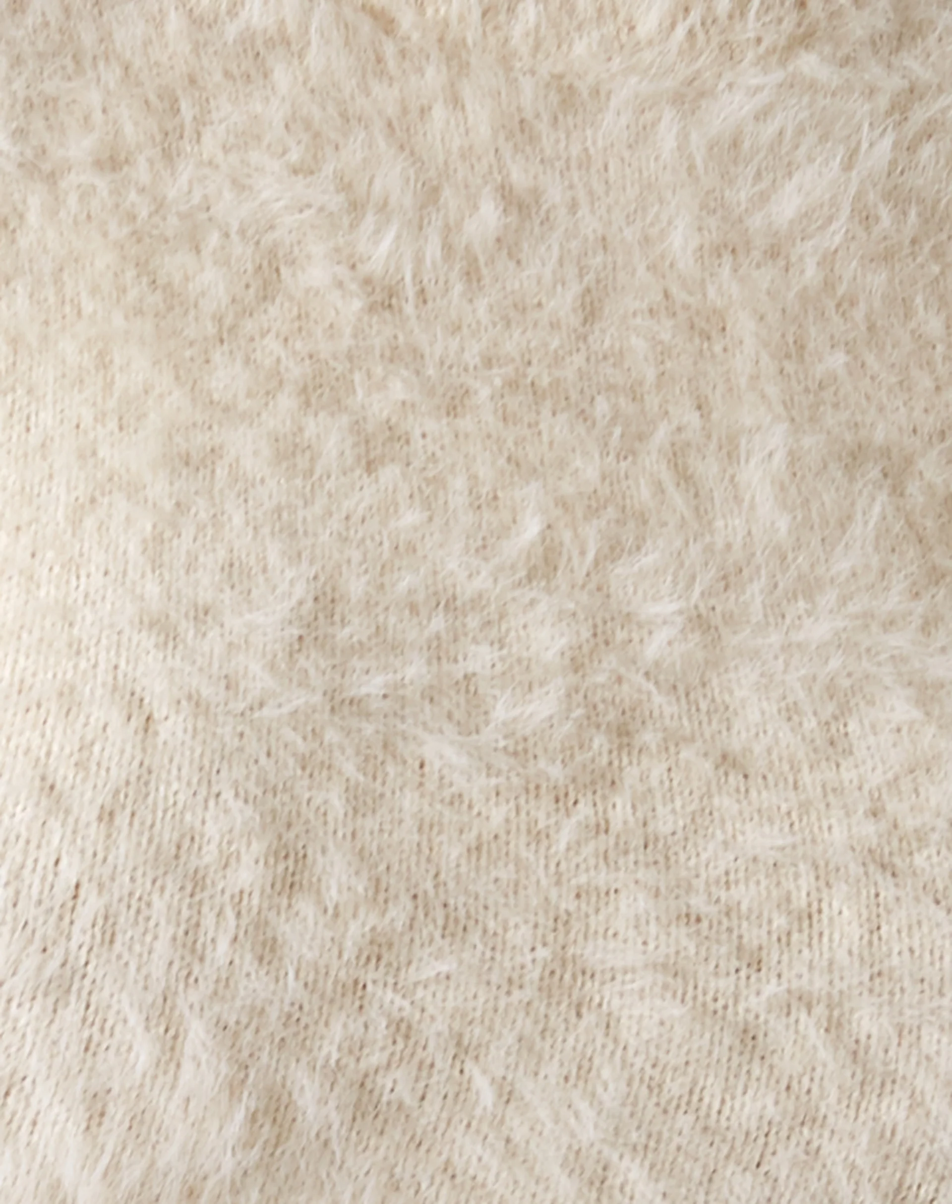 Skinny Cropped Jumper in Furry Knit Cream - Image 6