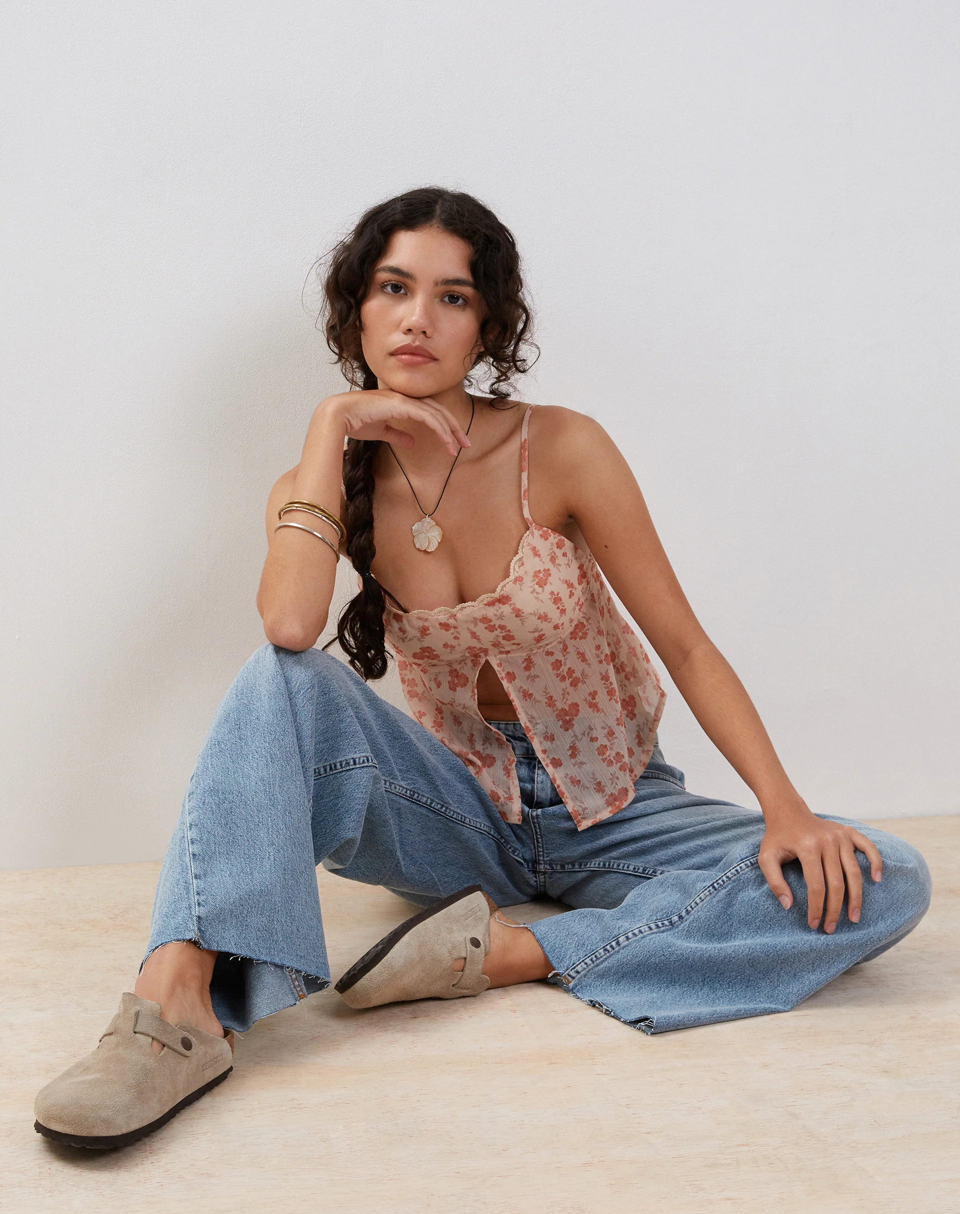 Slavina Cami Butterfly Top in Peach Cherry Blossom - Image 2
