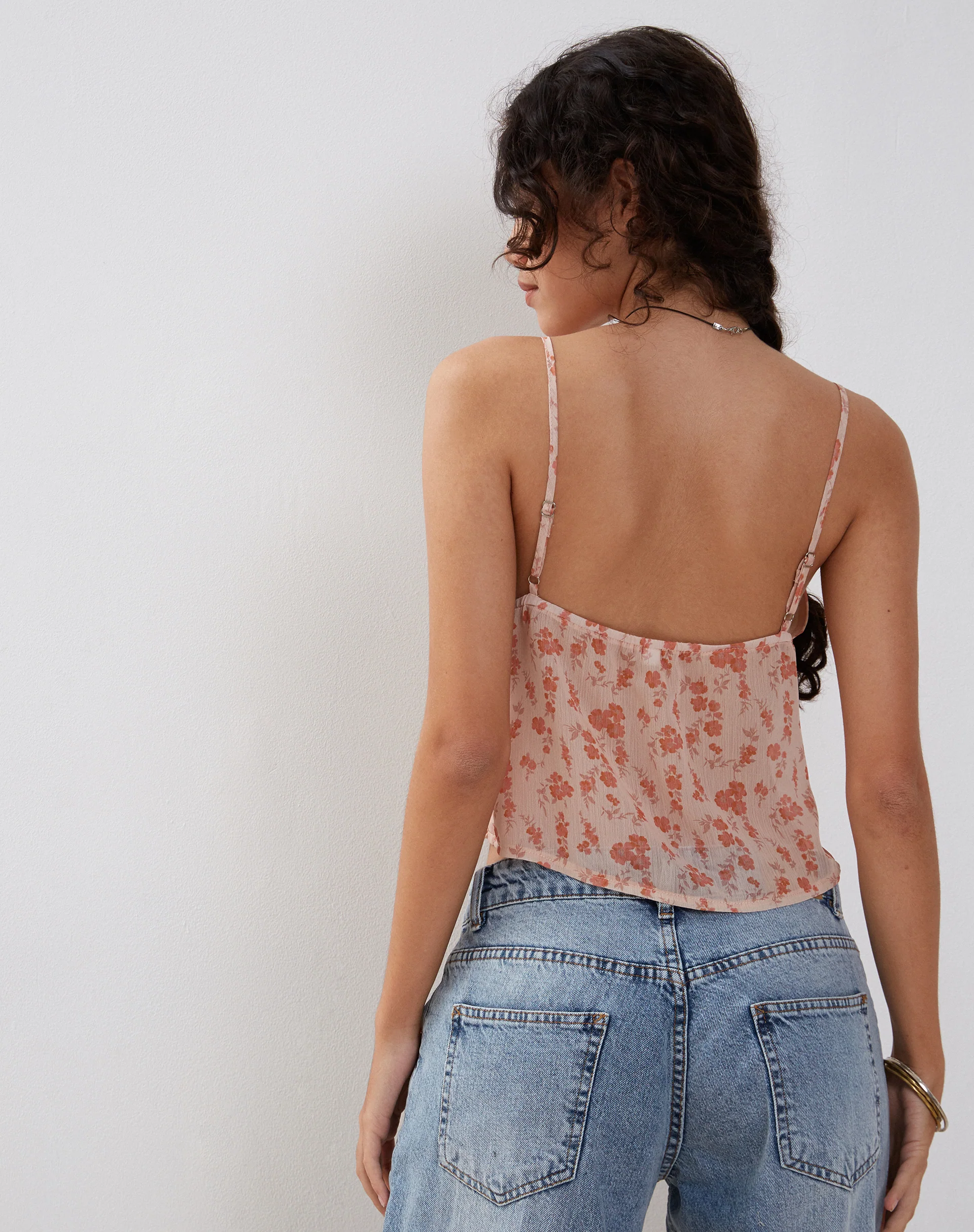 Slavina Cami Butterfly Top in Peach Cherry Blossom - Image 5