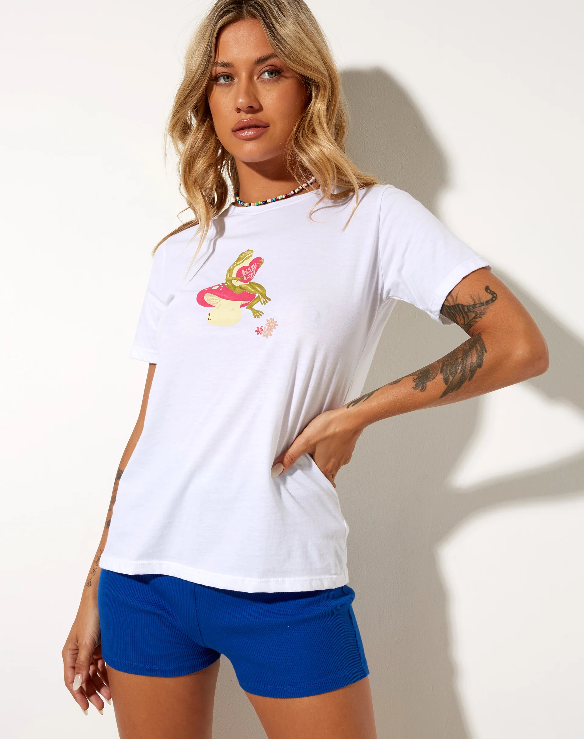 Slim Fit Tee in White Kissing Frog - Image 4