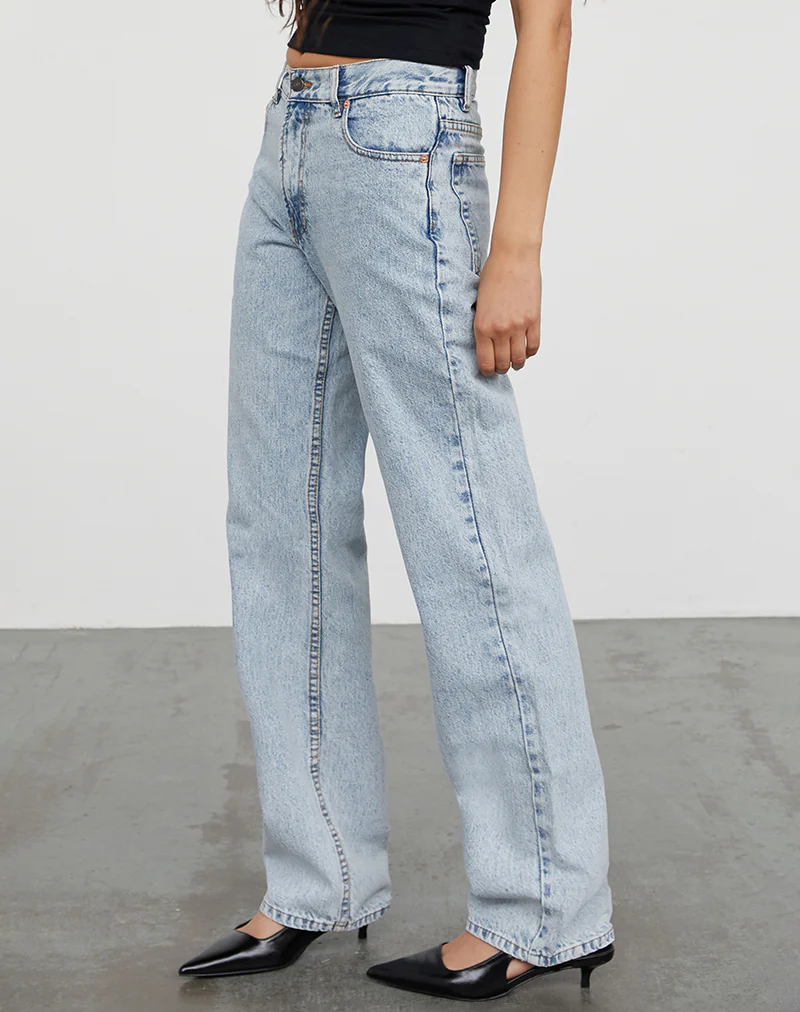 Mid Rise Slim Parallel Jeans in 80's Light Wash - Image 2