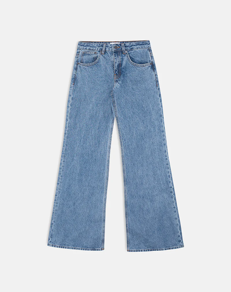 Low Rise Slouchy Flare Jeans in Blue Stone - Image 6