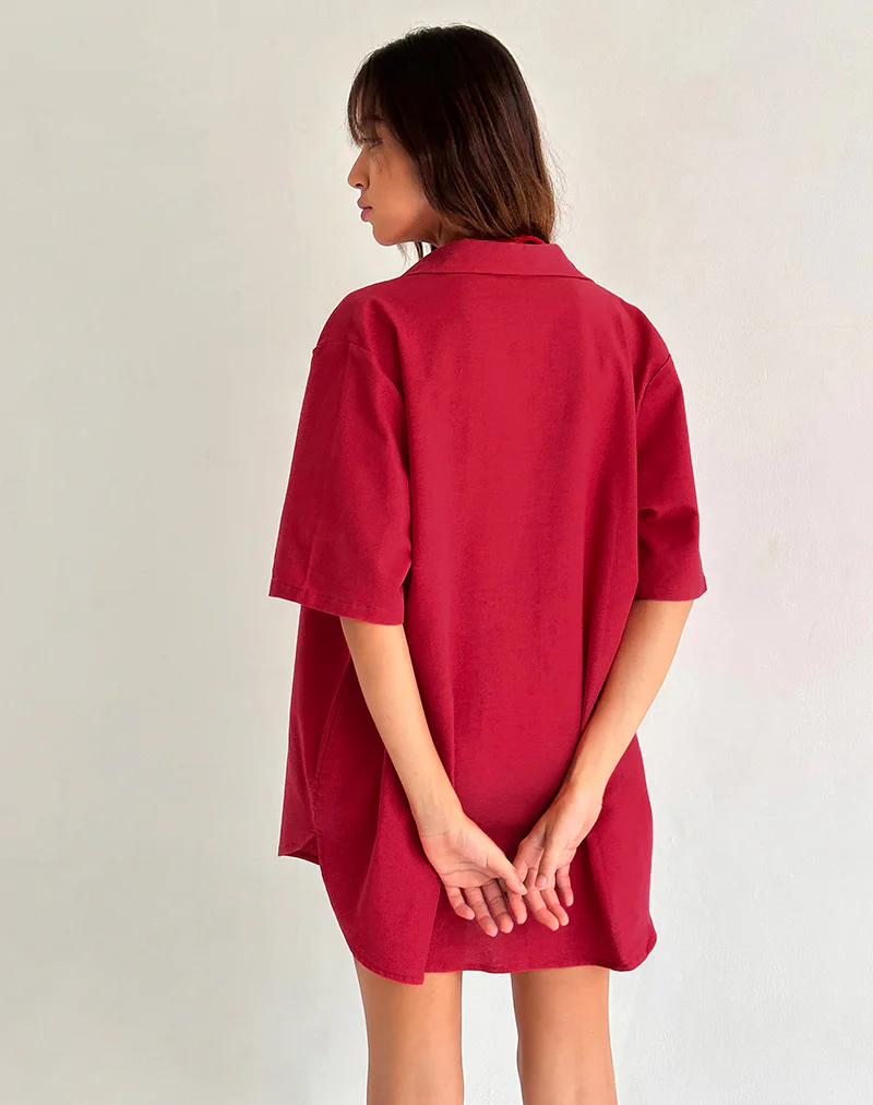 Smith Oversized Shirt in Adrenaline Red - Image 2