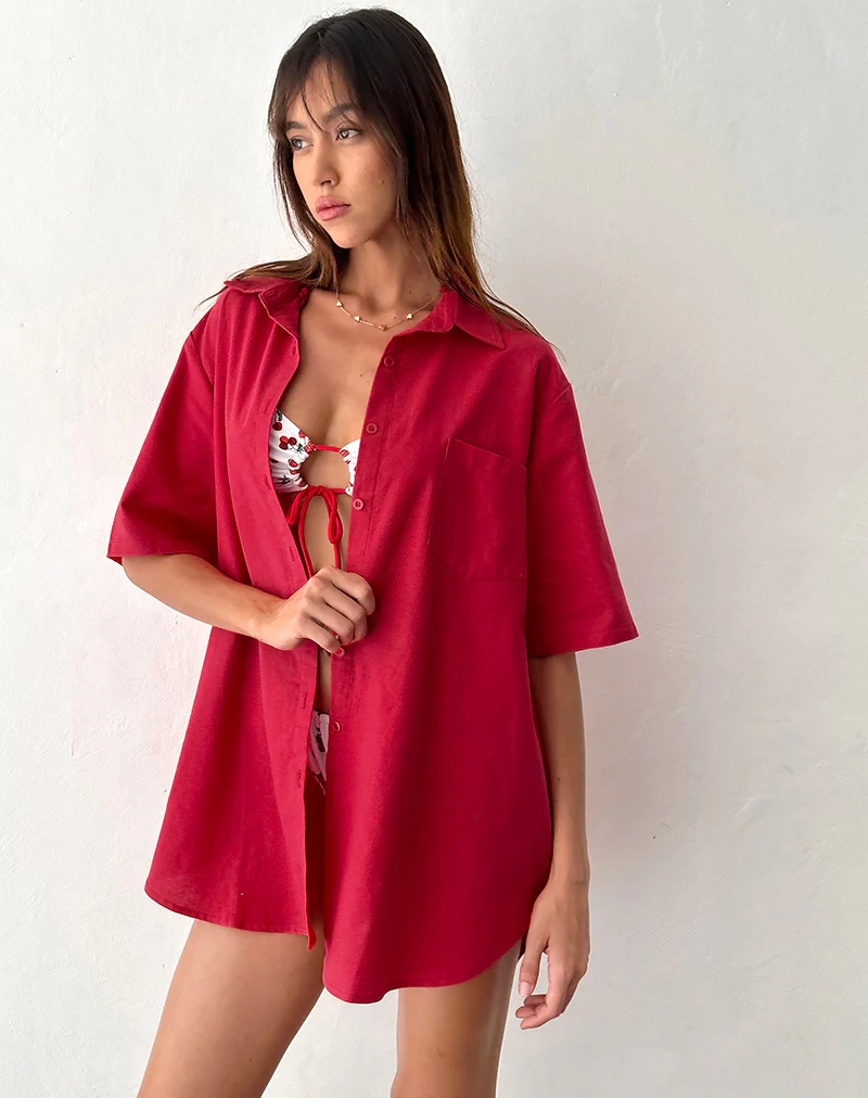 Smith Oversized Shirt in Adrenaline Red - Image 3