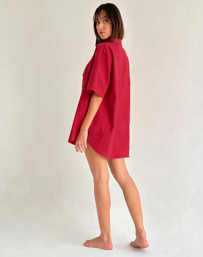 Smith Oversized Shirt in Adrenaline Red - Image 4