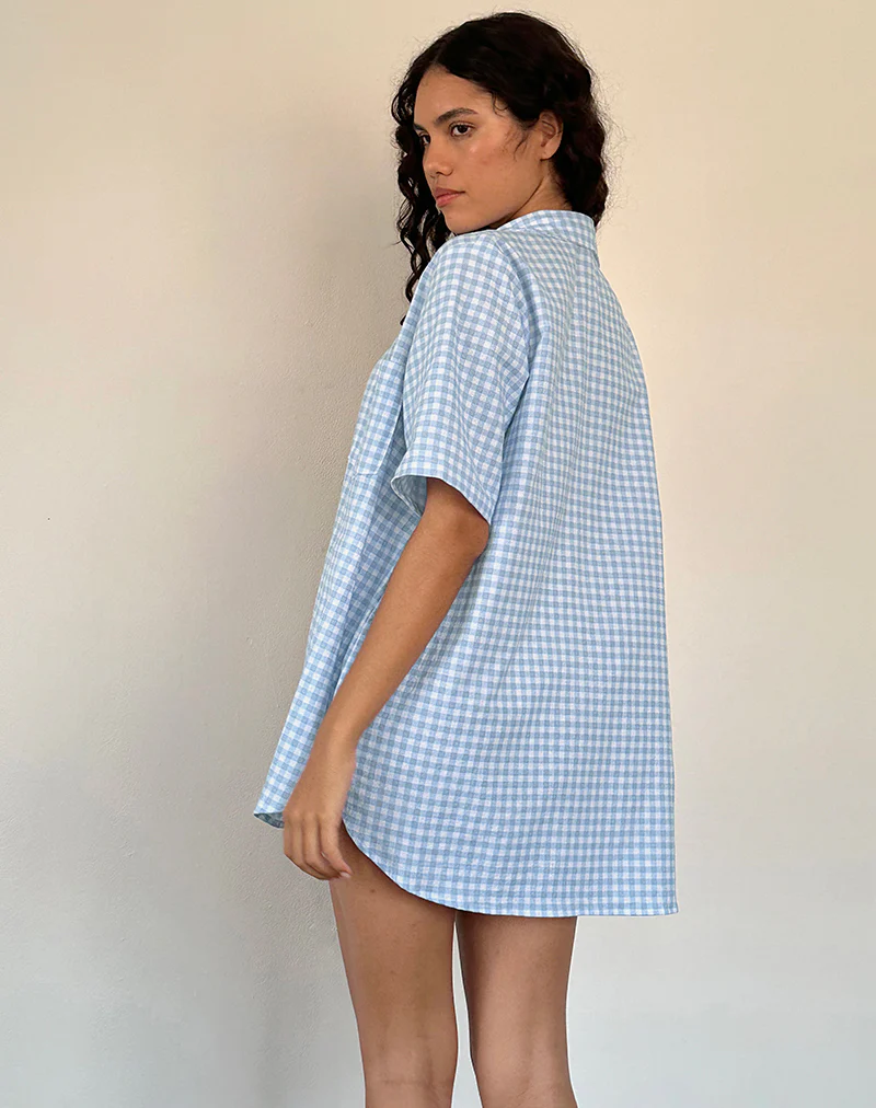 Smith Oversized Shirt in Blue Gingham - Image 2