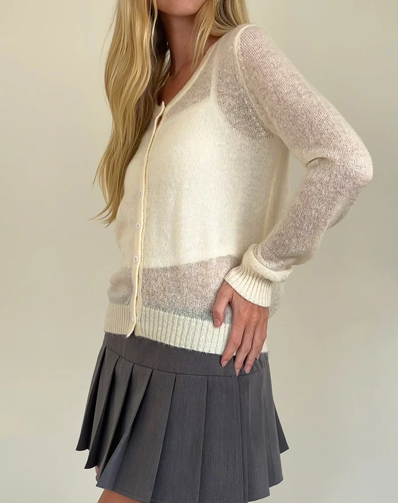 Solana Light Knit Cardigan in Ivory - Image 4