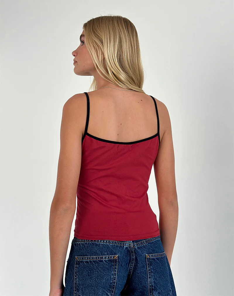 Solani Top in Adrenaline Red with Black Binding - Image 3