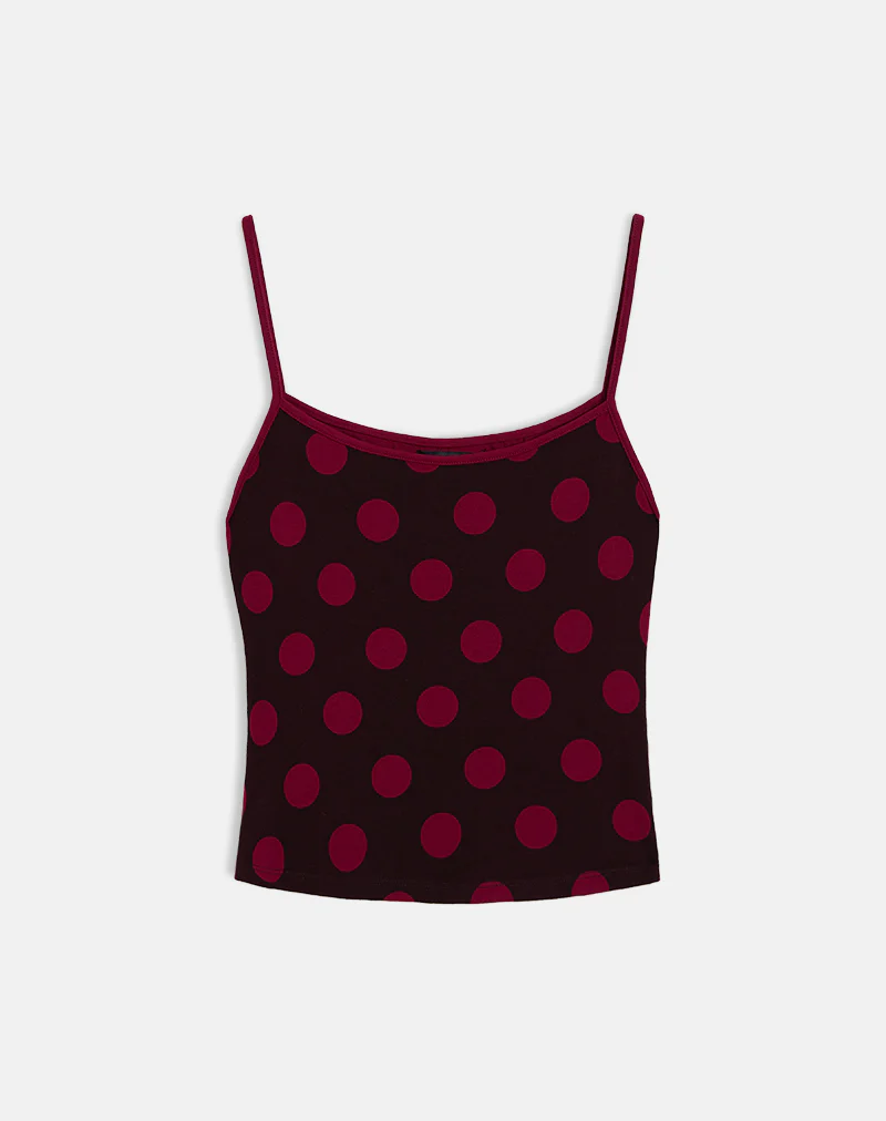 Solani Top in Brown with Big Polka Red - Image 4