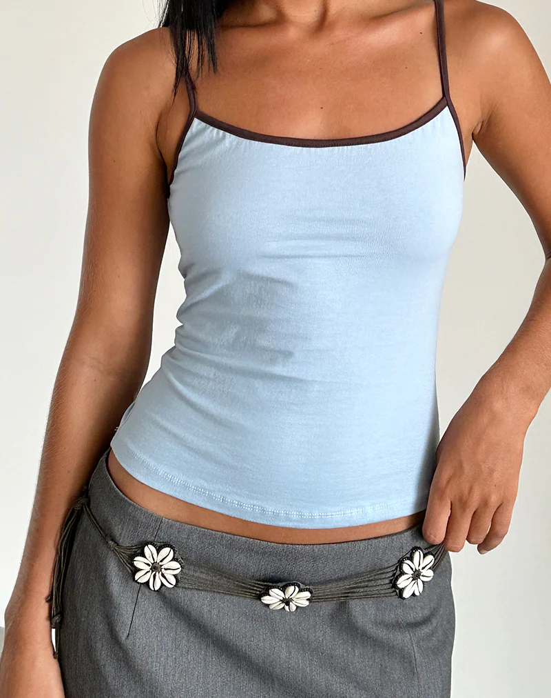 Solani Top in Nantucket Blue with Deep Mahogany Binding - Image 3
