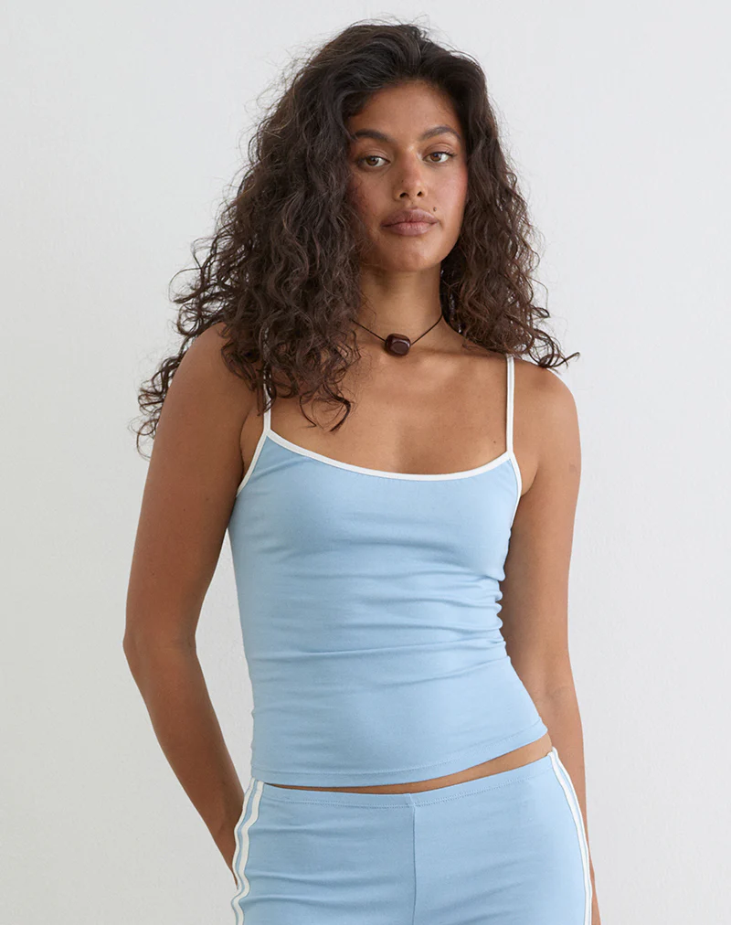 Solani Top in Nantucket Blue with Off White Binding - Image 2