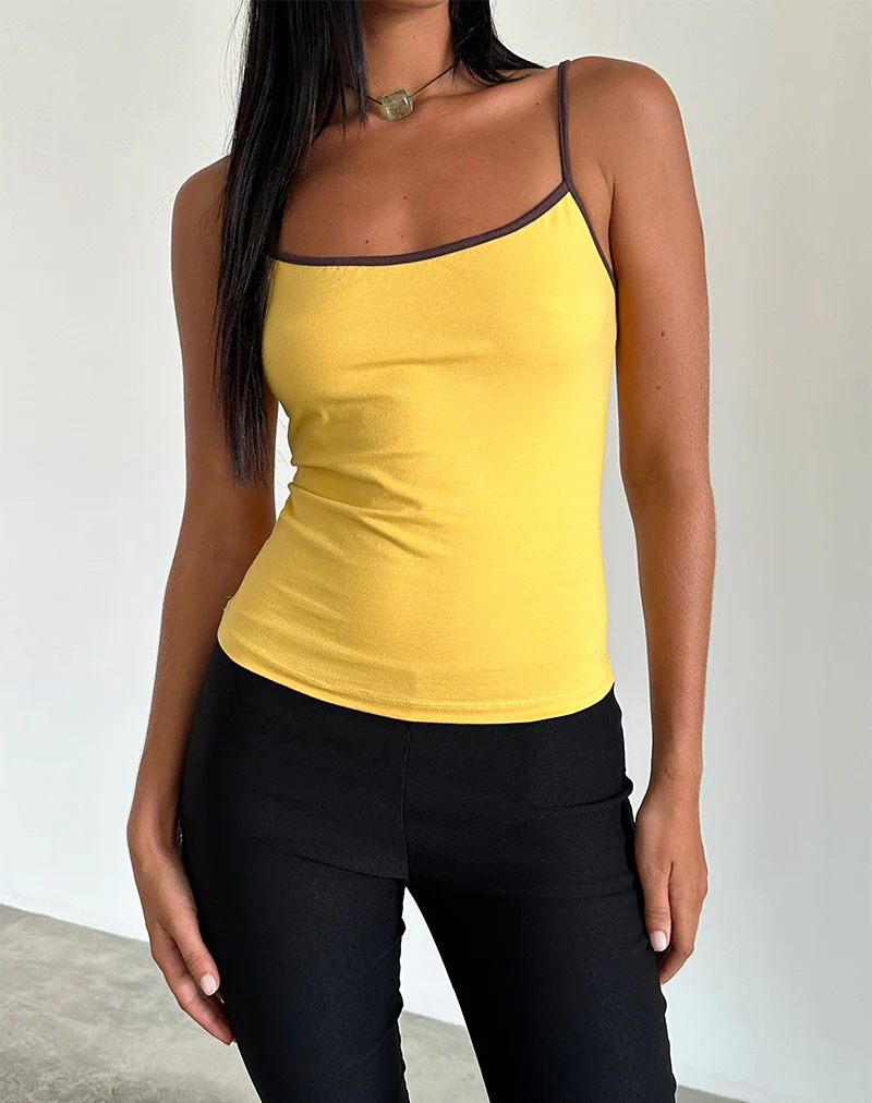 Solani Top in Yellow May with Deep Mahogany Binding - Image 2