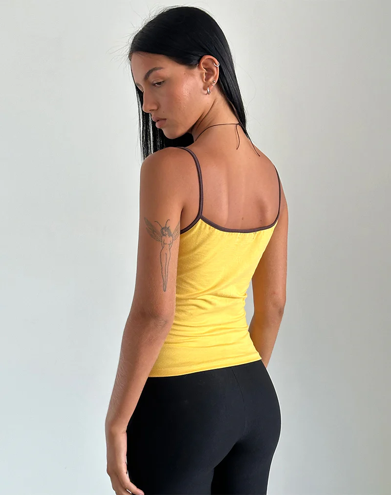 Solani Top in Yellow May with Deep Mahogany Binding - Image 5