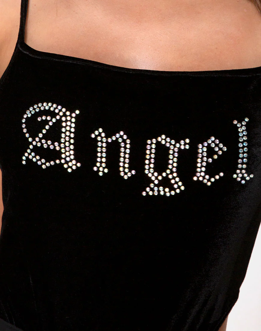 Solemo Bodice in Black with Angel Diamante Hot Fix - Image 5