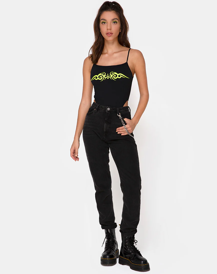Solemo Bodice in Black with Green Tribal - Image 3