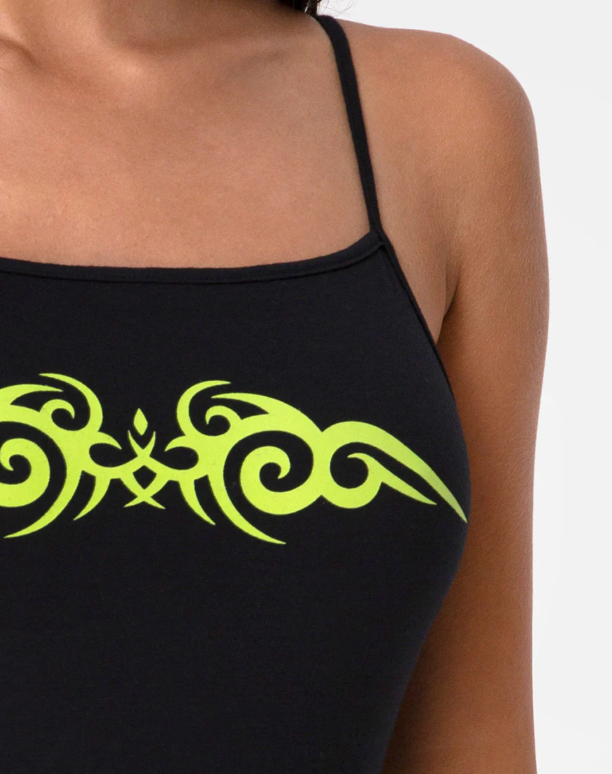 Solemo Bodice in Black with Green Tribal - Image 5