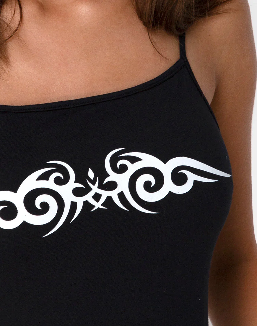 Solemo Bodice in Black with White Tribal - Image 5