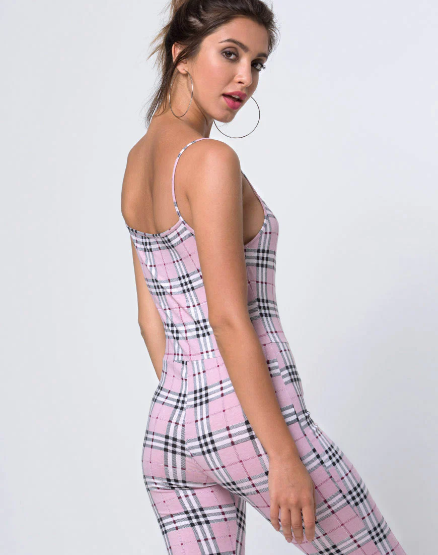 Solita Unitard in Pink Check - Image 2
