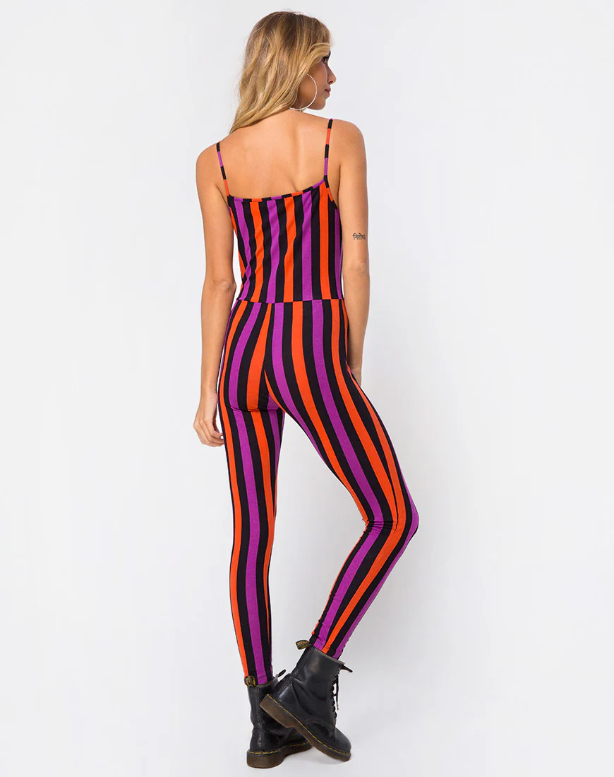 Solita Unitard in Purple and Orange Stripe - Image 2