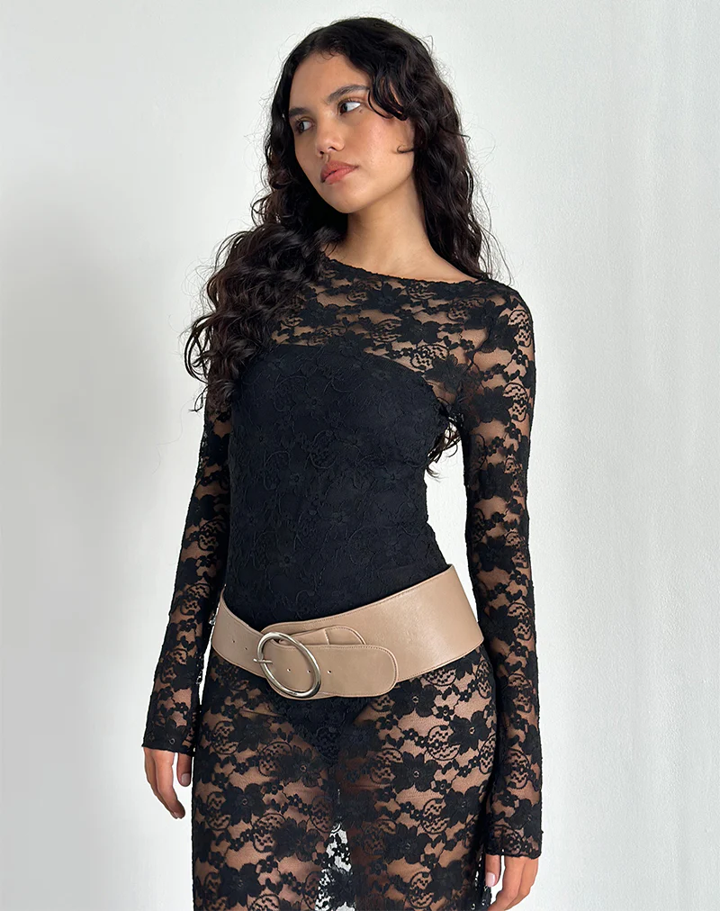 Sophie Unlined Maxi Dress in Black Jasmine Lace - Image 3