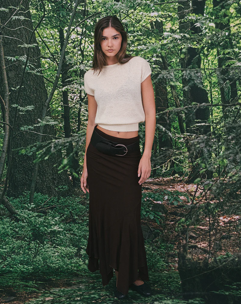 Sorin Deep Waistband Top in Knit Ecru - Image 2