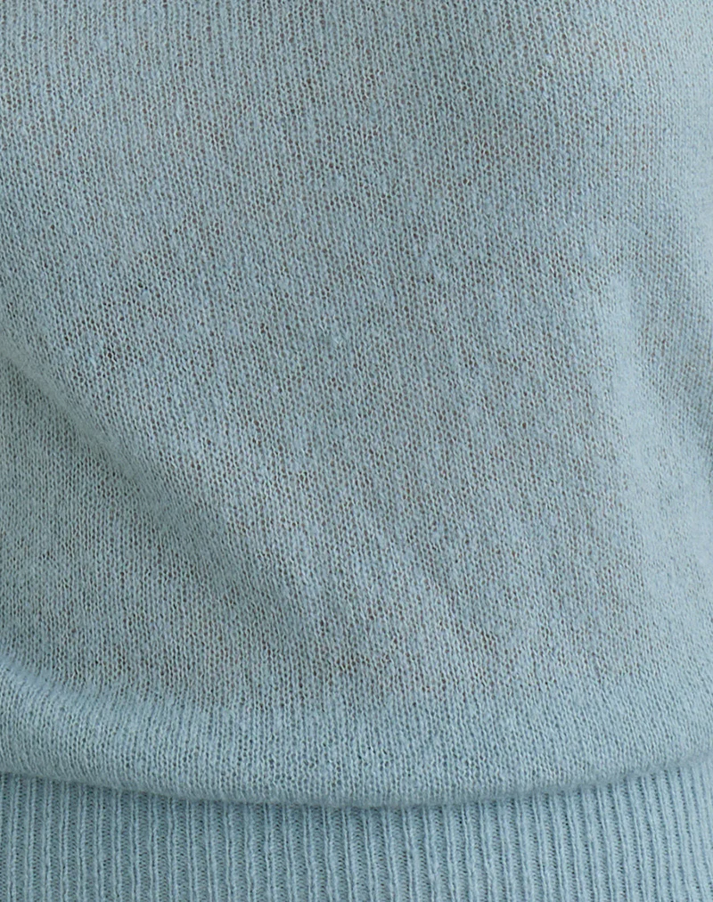 Sorin Deep Waistband Top in Knit Blue - Image 6