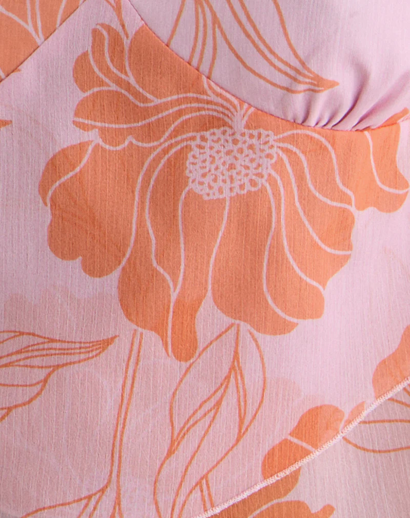 Sorira Flare Top in Floral Pink and Orange - Image 7