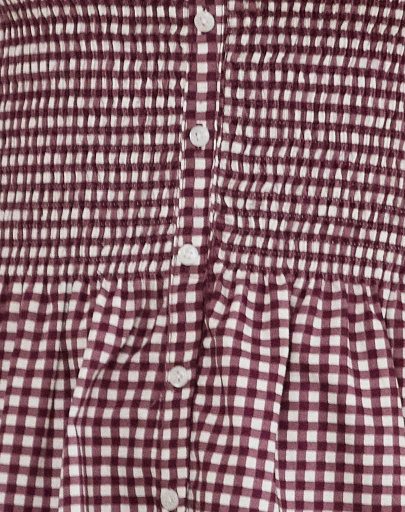 Soter Top in Mini Gingham Wine - Image 6