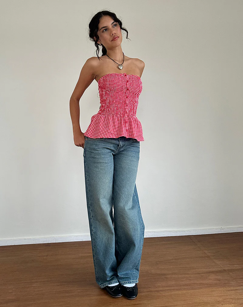 Soter Top in Red Gingham - Image 3