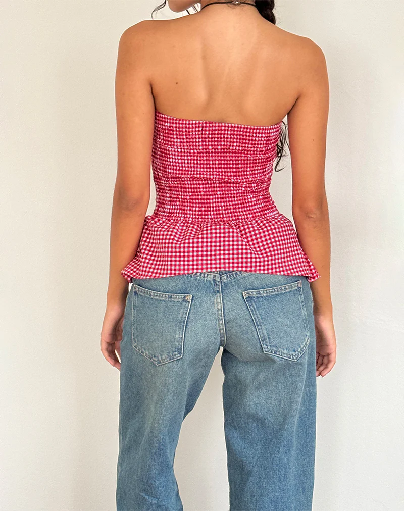 Soter Top in Red Gingham - Image 4
