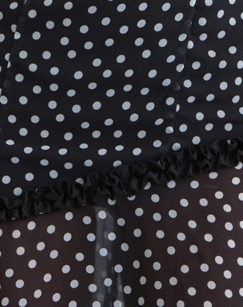 Sovira Midi Dress in Chiffon Black with Tiny Polka Print - Image 6