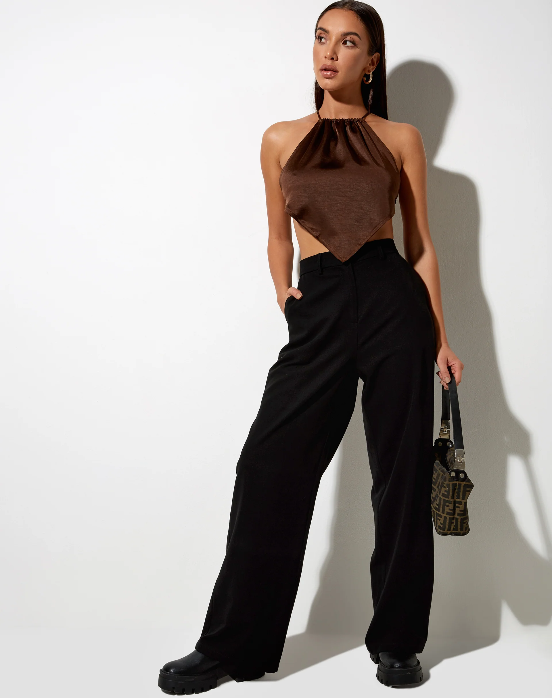 Spence Top in Satin Rich Brown - Image 2