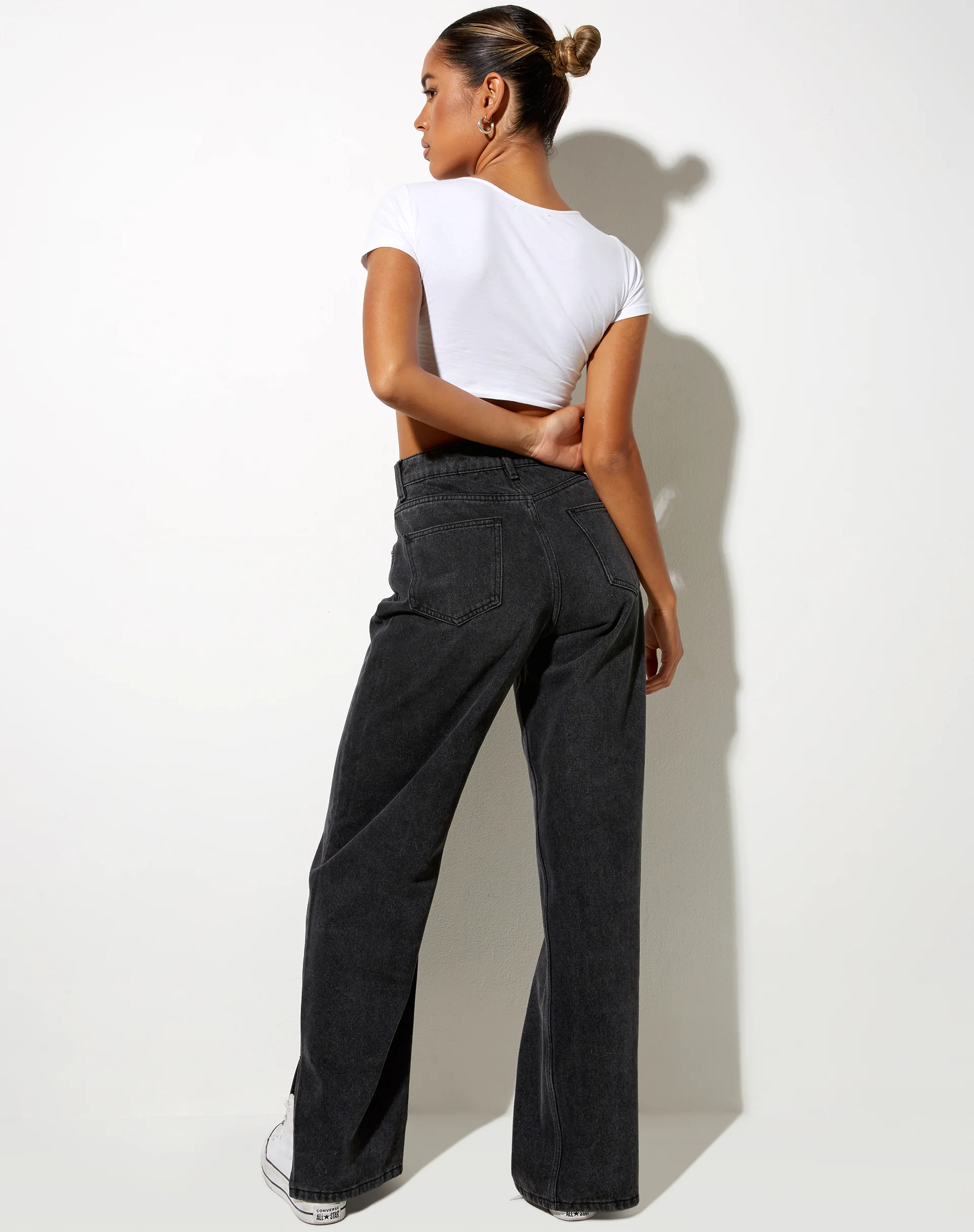 Split Parallel Jeans in Black Wash - Image 4