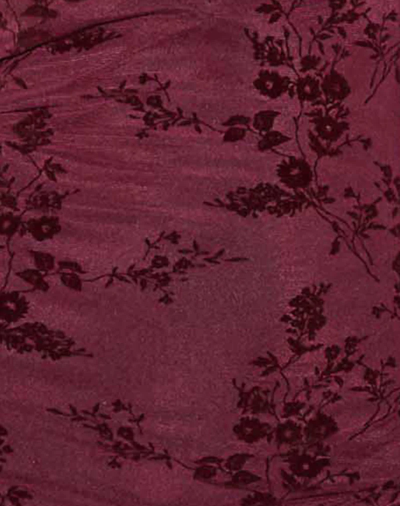 Sriti Mini Dress in Botanical Flower Maroon - Image 7