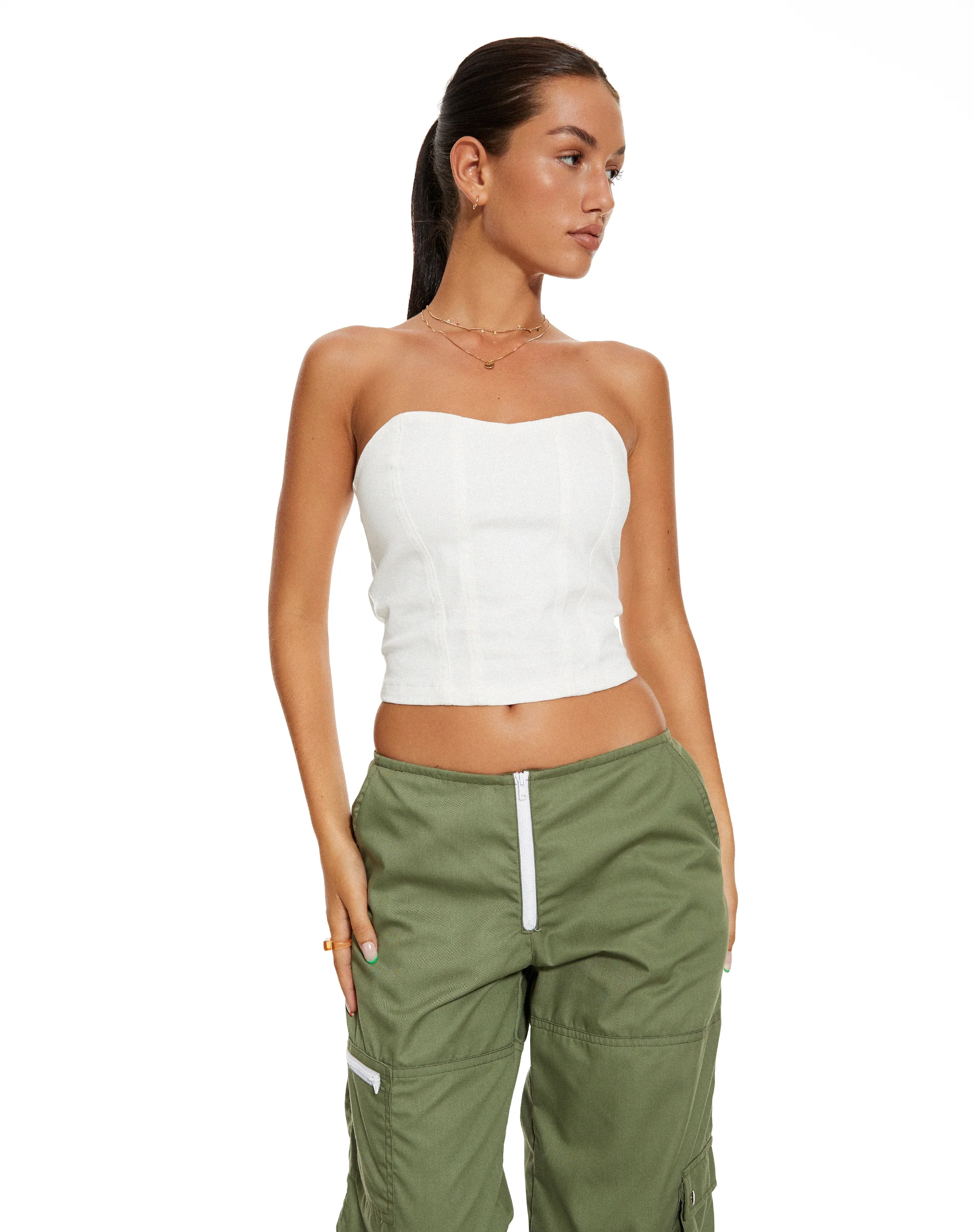 MOTEL X BARBARA Steia Corset Top in White - Image 3