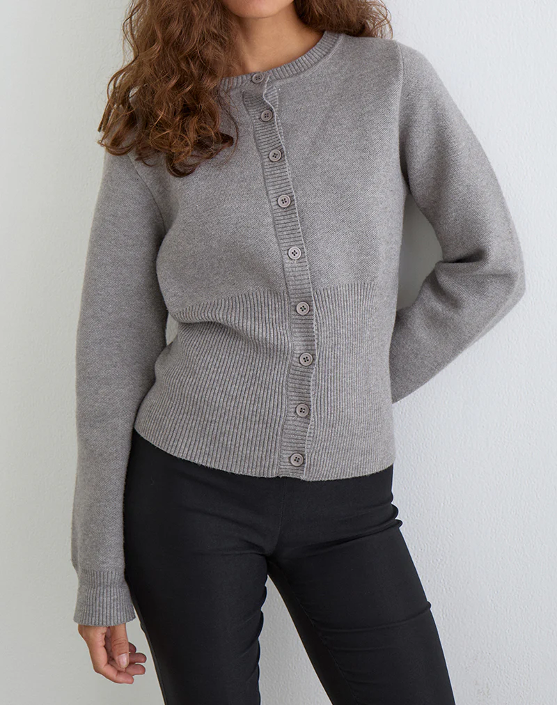 Subra Long Sleeve Cardigan in Grey - Image 2