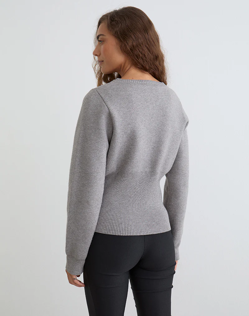 Subra Long Sleeve Cardigan in Grey - Image 5