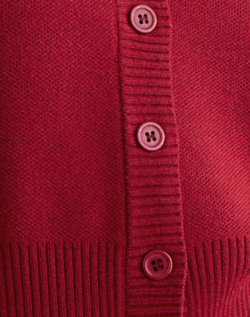 Subra Long Sleeve Cardigan in Red - Image 6