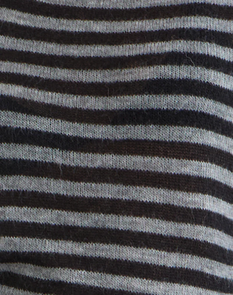 Suena Asymmetric Jumper in Stripe Black and Grey - Image 7