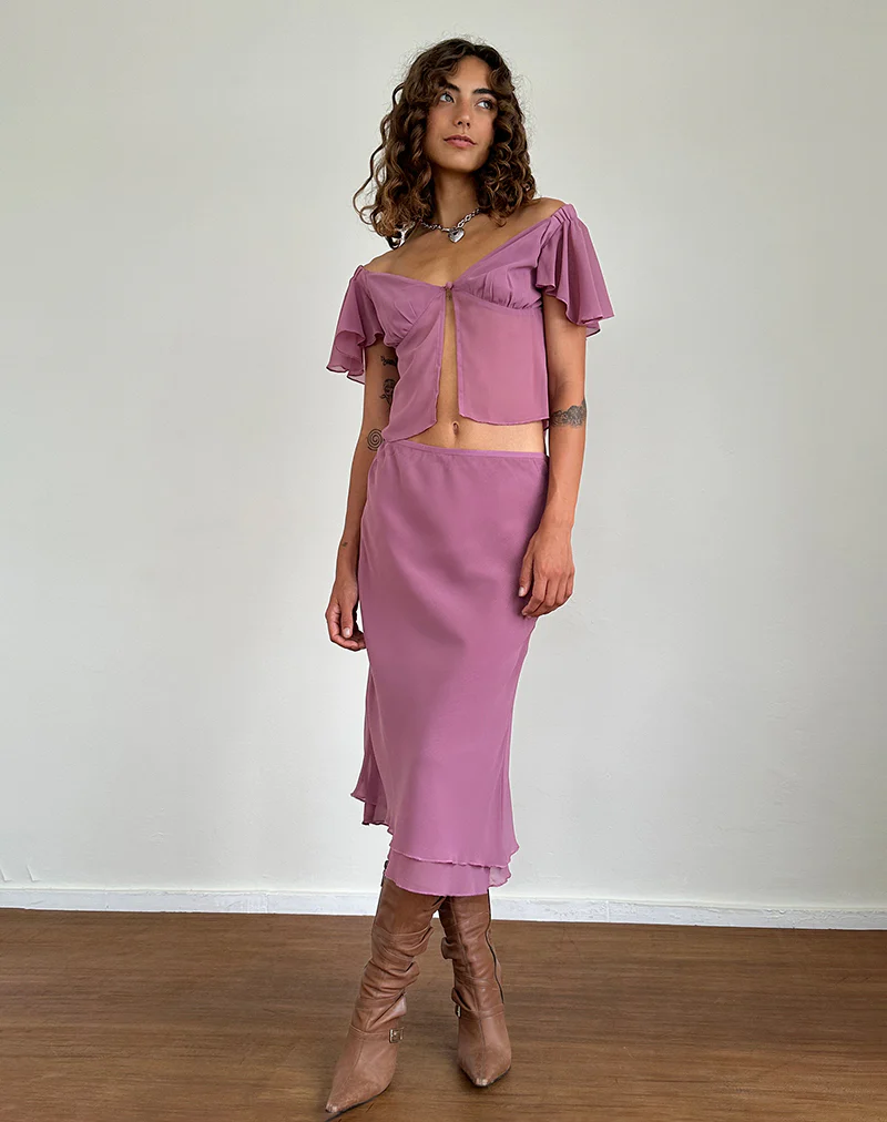 Suharni Midi Skirt in Chiffon Mauve - Image 3