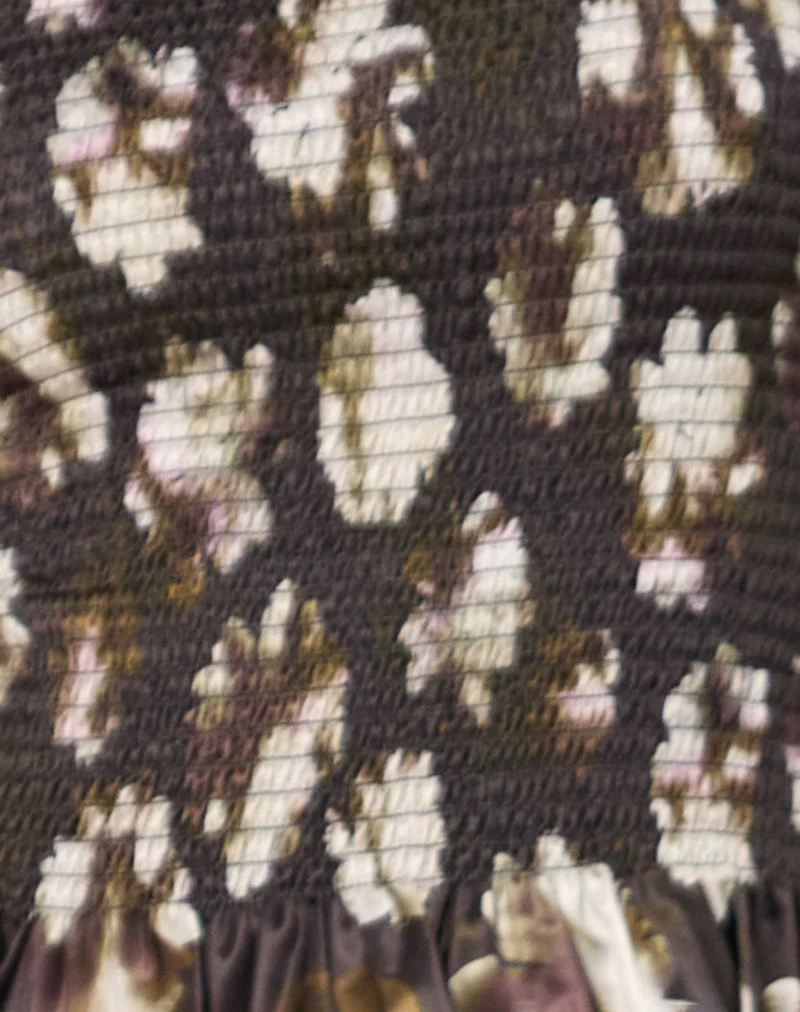 Sukai Shirred Top in Brown Floral Print - Image 6