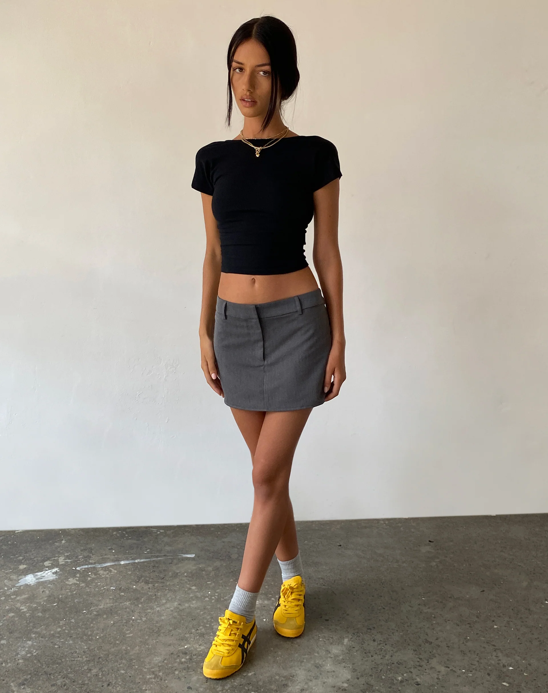 Sukra Mini Tailored Skirt in Charcoal - Image 4