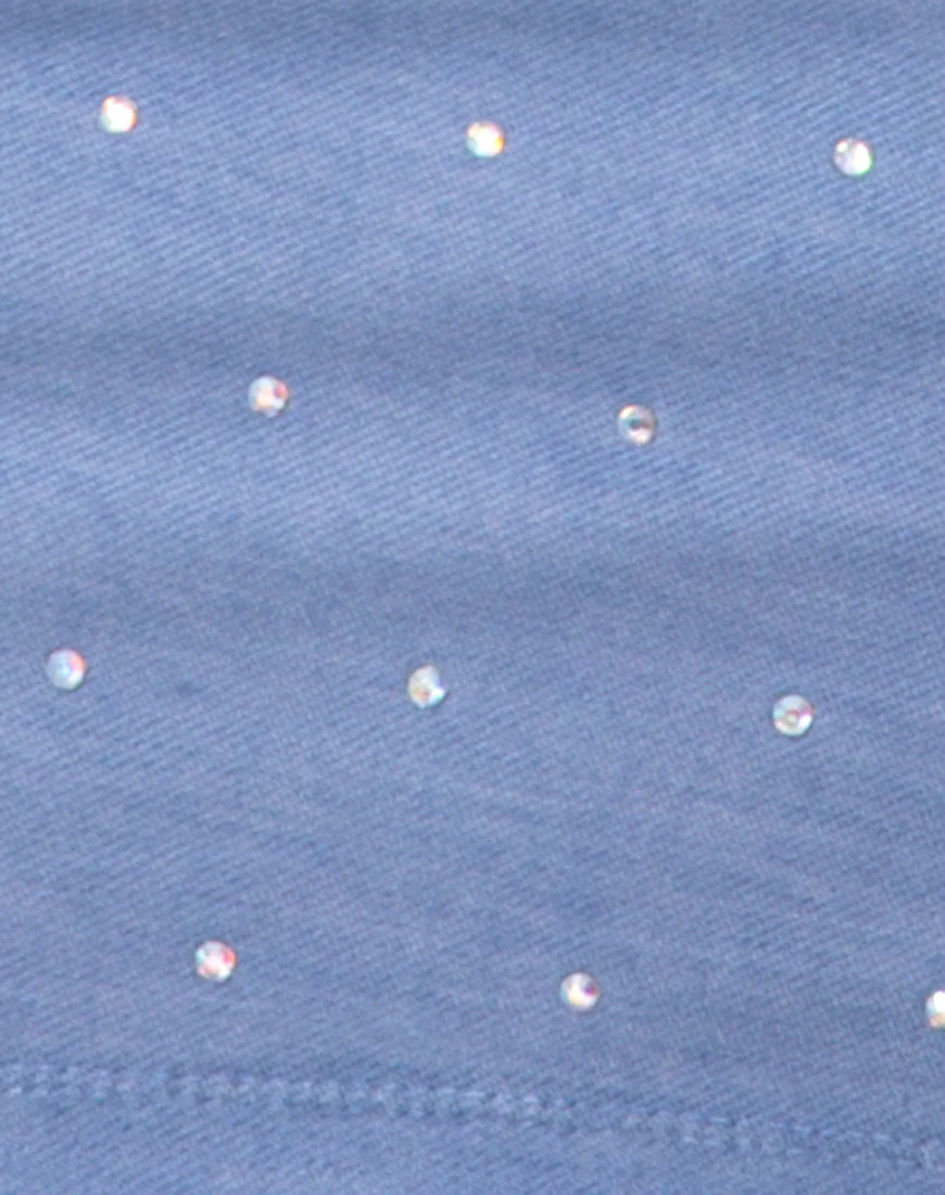 Suky Mini Skirt in Blue Denim Hot Fix - Image 5